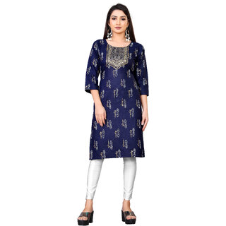 Sharda Creation Navy Blue Colour Printed Kurti - Kurtas & Kurta Sets | Buy online on ZillyBuy