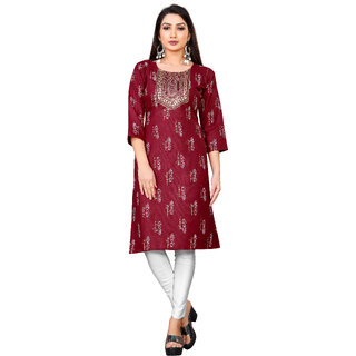 Sharda Creation Maroon Colour Printed Kurti - Kurtas & Kurta Sets | Buy online on ZillyBuy