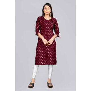 Sharda Creation  Maroon Colour  Foil Printed Kurti - Kurtas & Kurta Sets | Buy online on ZillyBuy