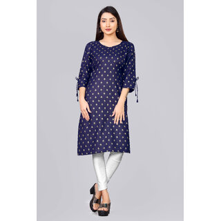Sharda Creation  Navy Blue Colour  Foil Printed Kurti - Kurtas & Kurta Sets | Buy online on ZillyBuy