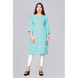 Sharda Creation  Sky Blue Colour  Foil Printed Kurti - Kurtas & Kurta Sets | Buy online on ZillyBuy