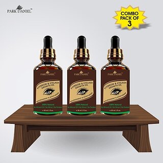 PARK DANIEL Eyebrow & Eyelashes Growth Oil-Enriched with Natural Ingredients Combo pack of 3 Bottles of 30 ml(90 ml) 90 ml (Clear - GLS01) - Makeup - Eyes | Buy online on ZillyBuy