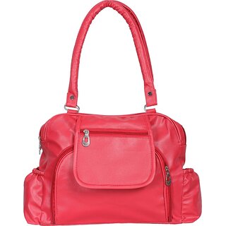 women shoulder bags faux pu leather regular use handbags for ladies red 