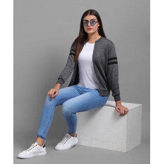 Vivient Women Grey Plain Chain Pullover - Jackets & Coats | Buy online on ZillyBuy