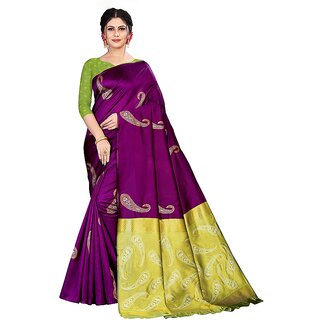 SVB Saree Purple Embellished Silk Saree - Sarees | Buy online on ZillyBuy