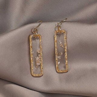 Resin Long Bar Acrylic Dainty Gold Bling Drop Earrings - Earrings | Buy online on ZillyBuy