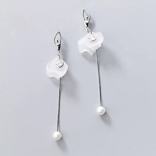 Salty white acrylic petal ballerina earrings silver - Earrings | Buy online on ZillyBuy