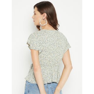 Luxurious Women PURYS Women Green Printed Wrap Top 2026 at ShopCircuit | ONDC