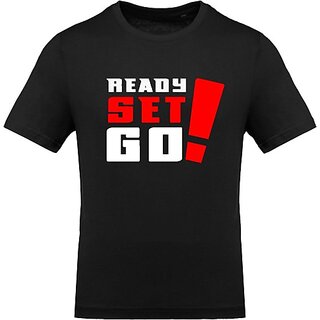 fastb men typography round neck black t shirt