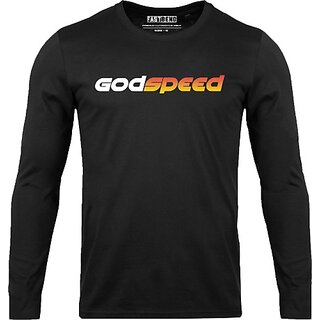 fastb men typography round neck black t shirt