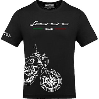 fastb men printed typography round neck black t shirt