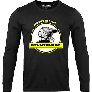 fastb men graphic print round neck black t shirt