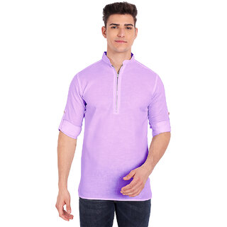 Vida Loca Purple Cotton Solid Slim Fit Full Sleeves Shirt For Mens
