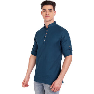 Vida Loca Royal Blue Cotton Solid Slim Fit Full Sleeves Shirt For Mens