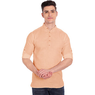 Vida Loca Orange Cotton Solid Slim Fit Full Sleeves Shirt For Mens