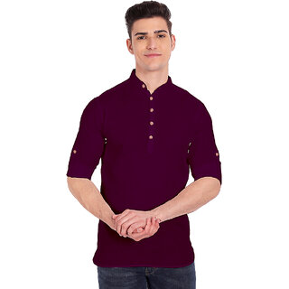 Vida Loca Purple Cotton Solid Slim Fit Full Sleeves Shirt For Mens