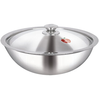 Dhara Stainless Steel Triply Tasla 2500 with Stainless Steel Lid 22 cm