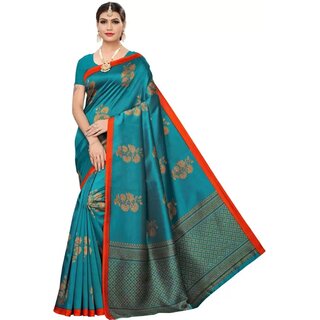 SVB Sarees Womens Green Colour Art Silk Saree With Blouse - Sarees | Buy online on ZillyBuy