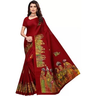 SVB Sarees Womens Red Colour Khadi Silk Saree With Blouse - Sarees | Buy online on ZillyBuy