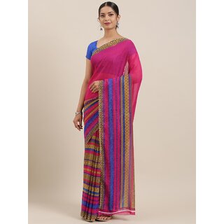 SVB Sarees Womens Pink Colour Georgette Printed Saree With Blouse Piece - Sarees | Buy online on ZillyBuy