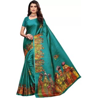 SVB Sarees Womens Green Colour Khadi Silk Saree With Blouse - Sarees | Buy online on ZillyBuy