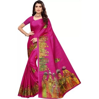 SVB Sarees Womens Pink Colour Khadi Silk Saree With Blouse - Sarees | Buy online on ZillyBuy