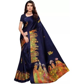 SVB Sarees Womens Blue Colour Khadi Silk Saree With Blouse - Sarees | Buy online on ZillyBuy