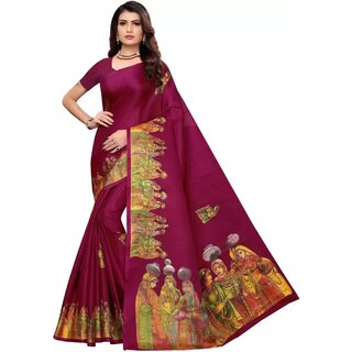 SVB Sarees Womens Wine Colour Khadi Silk Saree With Blouse - Sarees | Buy online on ZillyBuy