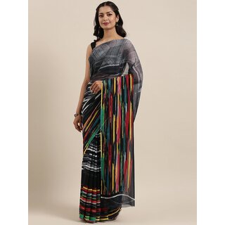 SVB Sarees Womens Multicolour Pure Georgette Printed Saree With Blouse Piece - Sarees | Buy online on ZillyBuy