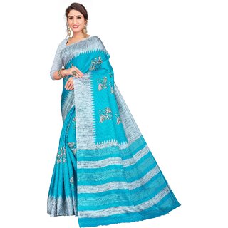 SVB Sarees Womens Sky Blue Colour Printed Saree - Sarees | Buy online on ZillyBuy
