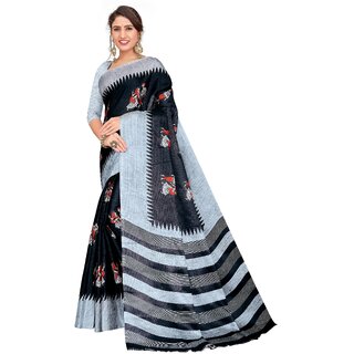 SVB Sarees Womens Black Colour Printed Saree - Sarees | Buy online on ZillyBuy