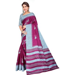 SVB Sarees Womens Purple Colour Khadi Printed Saree - Sarees | Buy online on ZillyBuy
