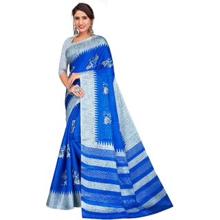 SVB Sarees Womens Blue Colour Printed Saree - Sarees | Buy online on ZillyBuy