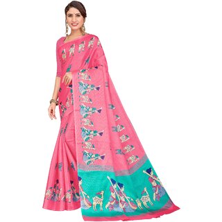 SVB Sarees Womens Pink Colour Khadi Silk Saree With Blouse - Sarees | Buy online on ZillyBuy