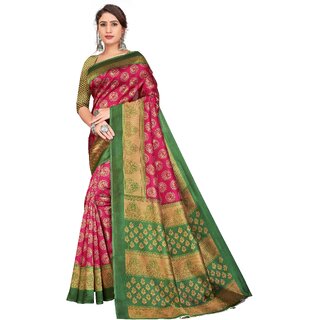 SVB Sarees Womens Pink Colour Art Silk Saree With Blouse - Sarees | Buy online on ZillyBuy