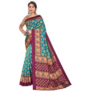 SVB Sarees Womens Green Colour Art Silk Saree With Blouse - Sarees | Buy online on ZillyBuy