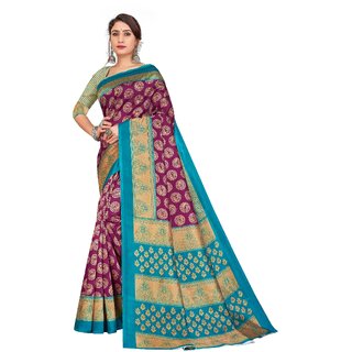 SVB Sarees Womens Purple Colour Art Silk Saree With Blouse - Sarees | Buy online on ZillyBuy