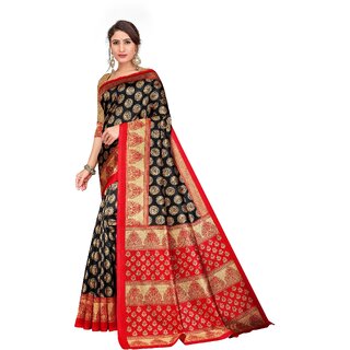SVB Sarees Womens Black Colour Art Silk Saree With Blouse - Sarees | Buy online on ZillyBuy
