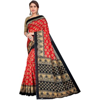 SVB Sarees Womens Orange Colour Art Silk Saree With Blouse - Sarees | Buy online on ZillyBuy