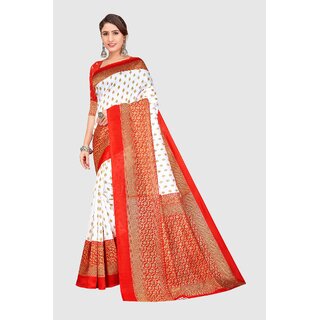 SVB Sarees Womens White Colour Art Silk Saree With Blouse - Sarees | Buy online on ZillyBuy