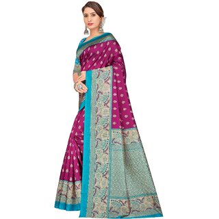 SVB Sarees Womens Wine Colour Art Silk Saree With Blouse - Sarees | Buy online on ZillyBuy