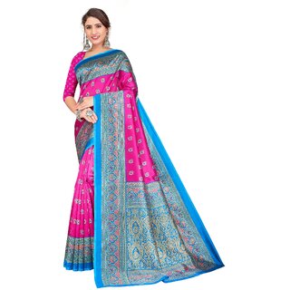 SVB Sarees Womens Pink Colour Art Silk Saree With Blouse - Sarees | Buy online on ZillyBuy