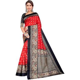 SVB Sarees Womens Red Colour Art Silk Saree With Blouse - Sarees | Buy online on ZillyBuy