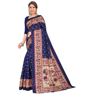 SVB Sarees Womens Blue Colour Art Silk Saree With Blouse - Sarees | Buy online on ZillyBuy