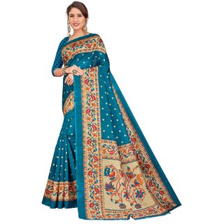 SVB Sarees Womens Green Colour Art Silk Saree With Blouse - Sarees | Buy online on ZillyBuy