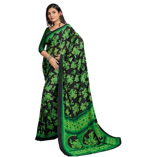 SVB Sarees Womens Black Pure Georgette Printed Saree With Blouse Piece - Sarees | Buy online on ZillyBuy