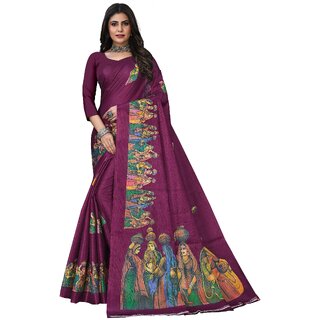 SVB Sarees Womens Wine Animal Printed Art Silk Saree - Sarees | Buy online on ZillyBuy