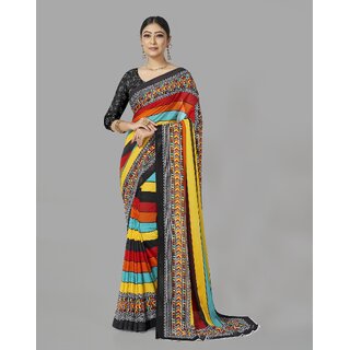 SVB Sarees Womens Multicolour Pure Georgette Printed Saree With Blouse Piece - Sarees | Buy online on ZillyBuy