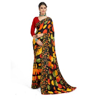 SVB Sarees Womens Multicolour Pure Georgette Printed Saree With Blouse Piece - Sarees | Buy online on ZillyBuy