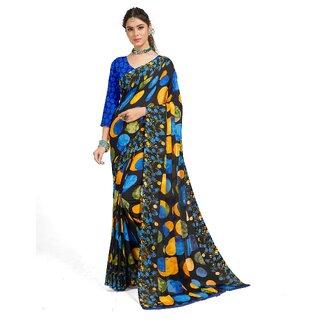 SVB Sarees Womens Multicolour Pure Georgette Printed Saree With Blouse Piece - Sarees | Buy online on ZillyBuy
